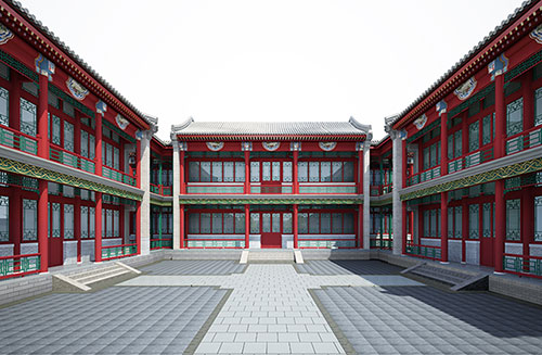西宁北京四合院设计古建筑鸟瞰图展示